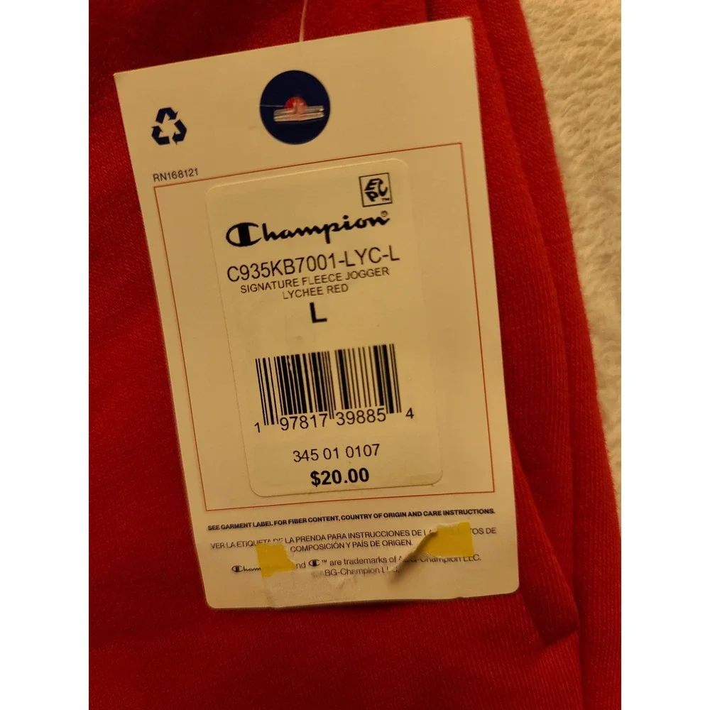 Champion Boys Signature Fleece Jogger Lychee Red Large 14/16 Elastic Waist NWT
